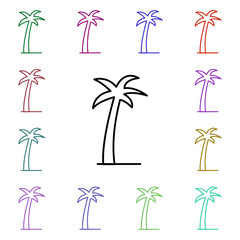 Poster - Palm tree multi color style icon. Simple thin line, outline vector of summer icons for ui and ux, website or mobile application