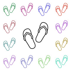 Poster - Flip flop multi color style icon. Simple thin line, outline vector of summer icons for ui and ux, website or mobile application