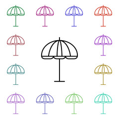 Poster - Umbrella multi color style icon. Simple thin line, outline vector of summer icons for ui and ux, website or mobile application