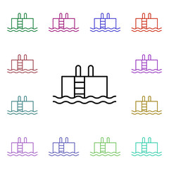 Poster - Swimming pool multi color style icon. Simple thin line, outline vector of summer icons for ui and ux, website or mobile application