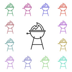 Poster - Bbq multi color style icon. Simple thin line, outline vector of summer icons for ui and ux, website or mobile application