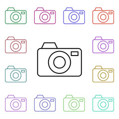 Poster - Camera multi color style icon. Simple thin line, outline vector of summer icons for ui and ux, website or mobile application
