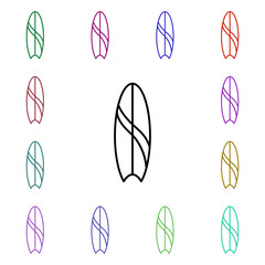 Poster - Surf board multi color style icon. Simple thin line, outline vector of summer icons for ui and ux, website or mobile application