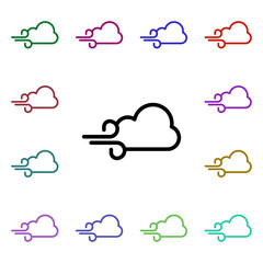 Poster - Cloudy, wind sign multi color style icon. Simple thin line, outline vector of weather icons for ui and ux, website or mobile application