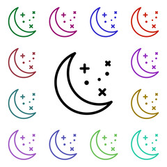 Poster - Moon, star sign multi color style icon. Simple thin line, outline vector of weather icons for ui and ux, website or mobile application