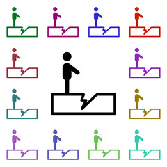 Poster - Man earthquake sign multi color style icon. Simple thin line, outline vector of weather icons for ui and ux, website or mobile application