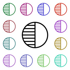 Poster - First moon phase quarter sign multi color style icon. Simple thin line, outline vector of weather icons for ui and ux, website or mobile application