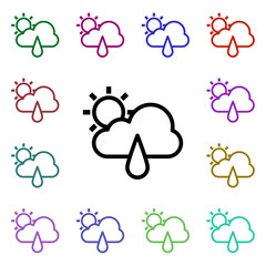 Poster - Cloudy sun rainy sign multi color style icon. Simple thin line, outline vector of weather icons for ui and ux, website or mobile application