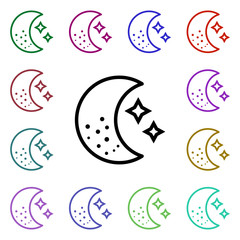 Poster - Moon star nignt sign multi color style icon. Simple thin line, outline vector of weather icons for ui and ux, website or mobile application