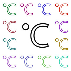 Poster - Celsius sign multi color style icon. Simple thin line, outline vector of weather icons for ui and ux, website or mobile application