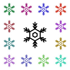 Poster - Snowflake sign multi color style icon. Simple thin line, outline vector of weather icons for ui and ux, website or mobile application