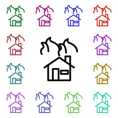Poster - Fire house sign multi color style icon. Simple thin line, outline vector of weather icons for ui and ux, website or mobile application