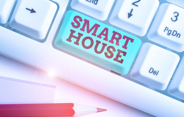 Poster - word writing text smart house. business photo showcasing homes that have electronic devices and cont