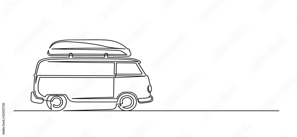 Continuous one line drawing of a trip van Stock Vector | Adobe Stock