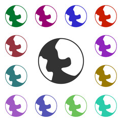 Poster - Earth globe multi color style icon. Simple glyph, flat vector of web icons for ui and ux, website or mobile application