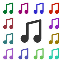 Poster - Quaver note multi color style icon. Simple glyph, flat vector of web icons for ui and ux, website or mobile application