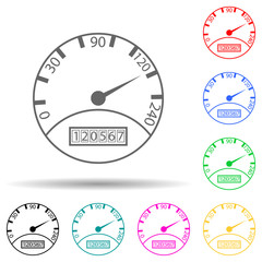 Poster - speedometer multi color style icon. Simple glyph, flat vector of measuring elements icons for ui and ux, website or mobile application