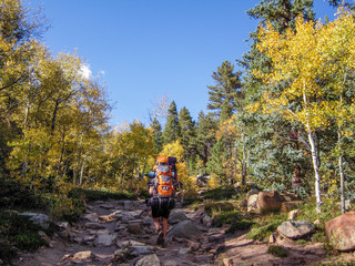 Female backpacker hiker Golden Gate State Park Colorado