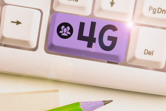 Word writing text 4G. Business photo showcasing Mobile communication standard Wireless internet access at a higher speed