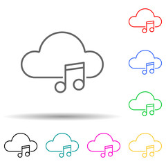 Poster - cloud music multi color style icon. Simple thin line, outline vector of new technologies icons for ui and ux, website or mobile application