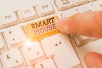 Poster - word writing text smart house. business photo showcasing homes that have electronic devices and cont