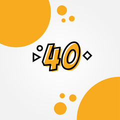 40 Yellow Line Anniversary Numbers Design