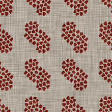 Seamless Gray Red French Woven Spotty Linen Texture Background. Old Ecru Flax Shape Motif Natural Pattern. Organic Dotted Fleck Weave Furnishing Fabric. Maroon Block Print Hemp Cloth Textured Canvas