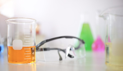 Cropped shot view of Laboratory Research - Scientific Glassware For Chemical Background