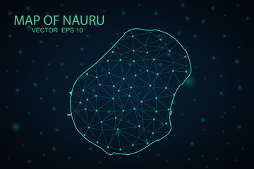 Map of Nauru Island. Wire frame 3D mesh polygonal network line, design sphere, dot and structure. communications map of Nauru Island. Vector Illustration EPS10.