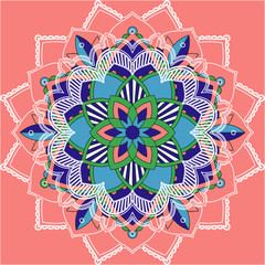 Canvas Print - Mandala patterns on pink background