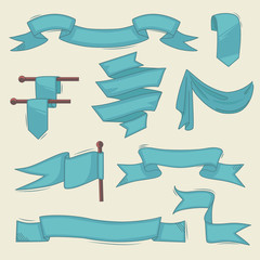 Wall Mural - vintage banners. hand drawn abstract ribbons vector doodle frames collection. ribbon scroll banner s