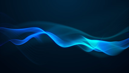 Wall Mural - beautiful abstract wave technology digital network background with blue light digital effect corporate concept