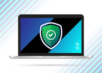 Fototapete - Password Secured Safe Shield Laptop Illustration Vector