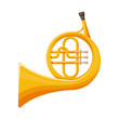 Vector illustration of French and horn logo. Web element of French and music stock symbol for web.
