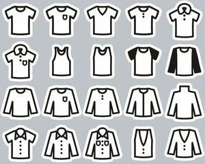 Wall Mural - Shirt Icons Black & White Sticker Set Big