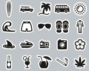 Wall Mural - Surfing Sport & Lifestyle Icons Black & White Sticker Set Big