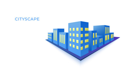 Poster - 3d building cityscape background. modern architecture urban landscape. vector illustration