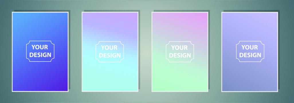 Set of abstract gradient banners. Minimal style color background. Template for wallpaper, mobile app, screen