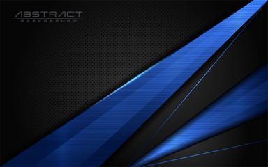 Wall Mural - modern dark background and blue lines in 3d abstract style. futuristic background vector illustratio