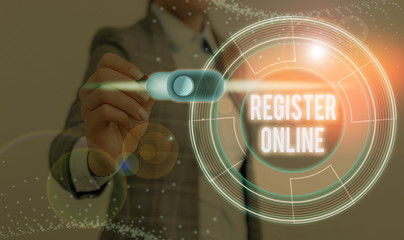 Leinwandbilder - Conceptual hand writing showing Register Online. Concept meaning System for subscribing or registering via the Internet