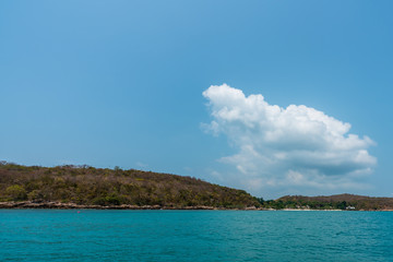 beautiful blue sky tropical paradise coast beach ocean summer sea view at PP Island, Krabi, Phuket, Thailand.