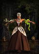 Voodoo Queen Priestess in Trance with Snakes
