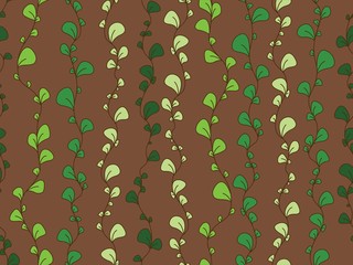 Seamless pattern with cute little abstract leaves on branches