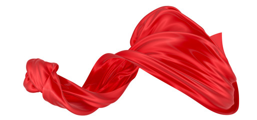 beautiful flowing fabric of red wavy silk or satin. 3d rendering image.
