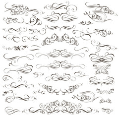 Wall Mural - Big collection of vector decorative flourishes and swirls for design