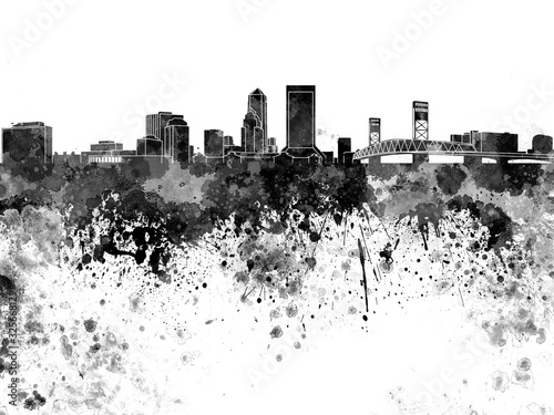 Jacksonville skyline in black watercolor Fototapet