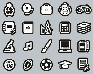 Sticker - University Or College Icons White On Black Sticker Set Big