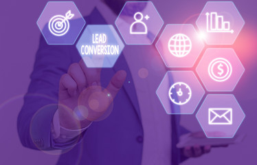 Poster - Word writing text Lead Conversion. Business photo showcasing Process of turning a lead into an opportunity or a deal