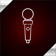 Silver line Joystick for arcade machine icon isolated on dark red background. Joystick gamepad. Vector Illustration