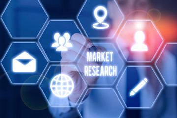 Poster - Writing note showing Market Research. Business concept for gathering information about consumers needs and preferences